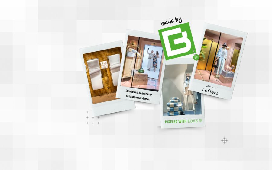 Polaroid-Collage vom Ladenbau-Projekt für Leffers