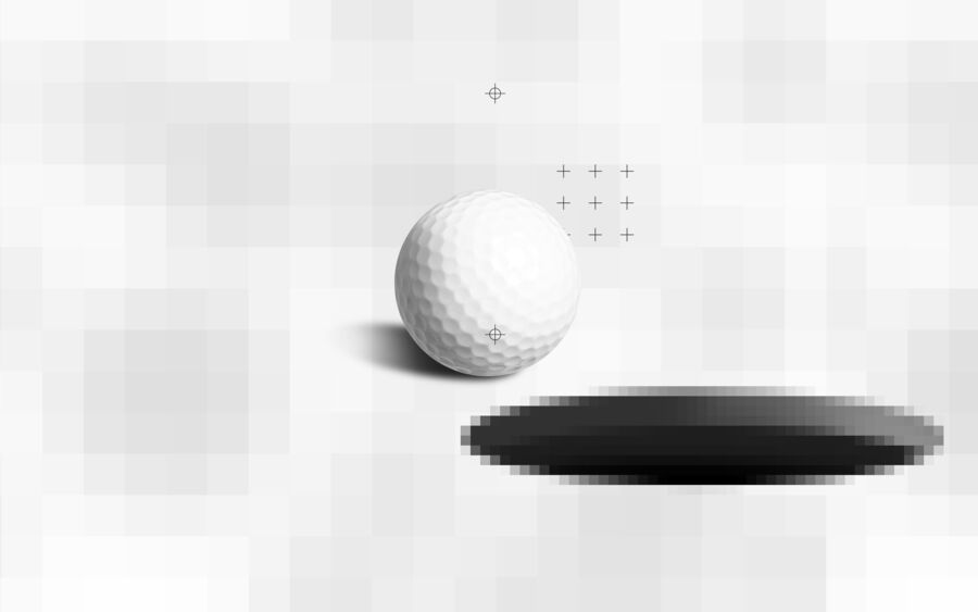 Golfball vor einem Loch
