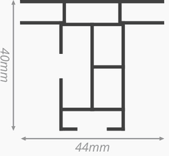 Querschnitt DUO 44: 44 mm breit, 40 mm hoch, Kedernut auf beiden Seiten
