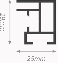 Querschnitt LINE 25: 25 mm breit, 29 mm hoch, Kedernut links